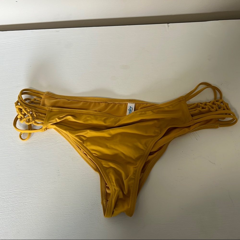 Yellow Bikini Bottom with Strappy Design
